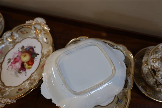 An extensive Coalport dessert service, c.1825, 45 pieces including covers